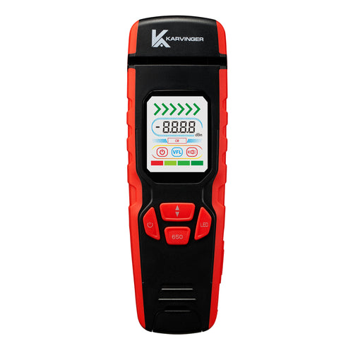 Karvinger KIFOS2 optical fiber identifier, front view with display and motorized EasyClamp