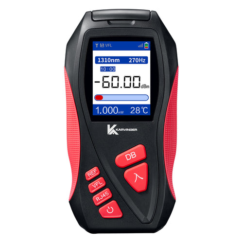 Karvinger KPMOY9 4-in-1 optical power meter, front view with color display